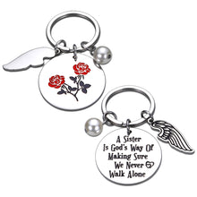 Load image into Gallery viewer, Sister Gifts Keychain From Sister Brother Friend A Sister is God's Way of Making Sure We Never Walk Alone Keyring gift for Women BFF Birthday Christmas Wedding Gift for Female Teen Girl Sister in Law