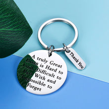 Load image into Gallery viewer, Boss Appreciation Gift for Him Her Women Men Birthday Thanksgiving Keychain for Mentor Coworker Colleague Supervisor Leader Retirement A Truly Great Boss is Hard to Find Birthday Christmas Gift