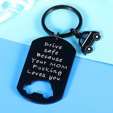 Load image into Gallery viewer, Funny New Driver Gifts Keychain for Son Daughter from Mom Dad Christmas Valentines Gift for Teens Adult Boys Girls Trucker BFF 16th Birthday Gift Key ring for Him Her Drive Safe Your Mom Loves You