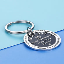 Load image into Gallery viewer, To My Son Inspirational Gifts I Love You Keychain From Step Mother Mom Dad Sweet 16th 18th 21st Birthday Graduation Christmas Back To School Gift For Boys Kids Teen Adult Men Foster Son Him Keyring