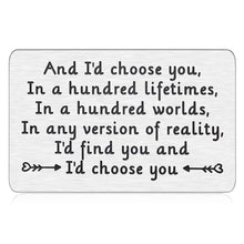 Load image into Gallery viewer, Wallet Insert Anniversary Card for Husband From Wife Mini Love Note Birthday Cards for Men Valentines Day Gifts Ideas for Boyfriend Wedding Gift for Groom Fiance I Love You Gifts for Him Her