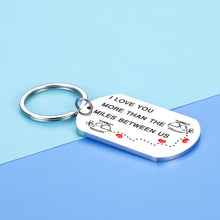 Load image into Gallery viewer, Aeolussoms I Love You More Than The Miles Between Us Long Distance Relationship Keychain Going Away Gift Travel Birthday Christmas Gift, Silver, Small