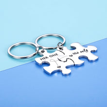 Load image into Gallery viewer, Couple Keychain Gifts for Husband Wife Him Her Stocking Stuffer Birthday Wedding Anniversary Valentines Gift for Girlfriend Boyfriend Women Men Novelty Puzzle Piece Key Chain Pendant Charm 2pcs