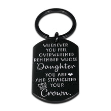 Load image into Gallery viewer, Daughter Birthday Keychain from Mom Dad Graduation Keepsake for Teenage Teens Girls Adult Step Daughter Inspirational Daughter in Law Wedding Memento to Daughter Sweet 16 18 21 Souvenir