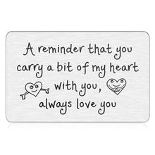 Load image into Gallery viewer, Wedding Anniversary Gif for Husband Boyfriend Engraved Wallet Insert Love Cards for Him From Wife Girlfriend Men Gif for Birthday Valentines Day Gif for Lovers Christmas Gif for Bff Son Daughter