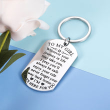 Load image into Gallery viewer, To My Little Girl Inspirational Gifts Keychain For Daughter From Mom Dad Sweet 16th 18th 21st Birthday Graduation Wedding Christmas Mothers Day Gift For Step Teen Adult Daughter Girls Kids Keyring