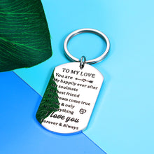 Load image into Gallery viewer, Valentines Gifts for Him Her To My Love Keychain Gifts for Boyfriend Girlfriend Husband Wife Christmas Birthday Wedding Anniversary Engagement Gift for Fiance Fiancee Groom Bride Couple Women Men