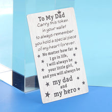 Load image into Gallery viewer, Engraved Wallet Card Insert Gifts for Dad From Son Daughter Father's Day Presents To Daddy Birthday Wedding Christmas Gifts Stepfather Papa Daddy To Be Gift Ideas for Men Him From Children