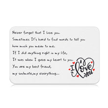 Load image into Gallery viewer, Mens Wallet Insert Card Engraved Anniversary Gif For Husband Boyfriend From Wife Girlfriend Valentines Day Gifts For Him Her Never Forget That I Love You Birthday Wedding Christmas Deployment Gifts