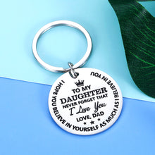 Load image into Gallery viewer, Inspirational Dad To Daughter Keychain Gifts Wedding Gift for Daughter Of Bride Daughter In Law On Her Wedding Day From Father i Love You Daughter Birthday Christmas Gifts From Dad for Teen Girls