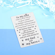 Load image into Gallery viewer, Engraved Wallet Card Insert Gifts for Dad From Son Daughter Father's Day Presents To Daddy Birthday Wedding Christmas Gifts Stepfather Papa Daddy To Be Gift Ideas for Men Him From Children