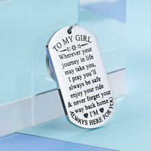 Load image into Gallery viewer, To My Little Girl Inspirational Gifts Keychain For Daughter From Mom Dad Sweet 16th 18th 21st Birthday Graduation Wedding Christmas Mothers Day Gift For Step Teen Adult Daughter Girls Kids Keyring