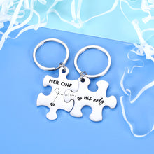 Load image into Gallery viewer, Couple Keychain Gifts for Husband Wife Him Her Stocking Stuffer Birthday Wedding Anniversary Valentines Gift for Girlfriend Boyfriend Women Men Novelty Puzzle Piece Key Chain Pendant Charm 2pcs