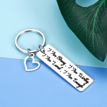 Load image into Gallery viewer, Inspirational Quote Keychain for Him Her Women Teenage Girls Boys I Am Strong Worthy Loved Enough Motivational Gift for Daughter Son BFF Teen Men Cancer Awareness Addict Recovery Gift Silver