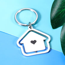 Load image into Gallery viewer, 2022 Housewarming Gifts Turnable House Keychain New Home Keychain for Family Couple Friend New Homeowner Christmas Wedding Gift for Newlyweds Our First Home Jewelry Key Ring New House Ornament