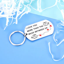 Load image into Gallery viewer, Aeolussoms I Love You More Than The Miles Between Us Long Distance Relationship Keychain Going Away Gift Travel Birthday Christmas Gift, Silver, Small
