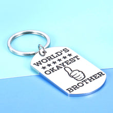 Load image into Gallery viewer, Aeolussoms Funny Brother Keychain Gifts World's Okayest Brother Key Chain Family Gift Brother Best Friend Gift from Sister for Little Big Brother Men Wedding Graduation Birthday Gift, Silver, Small