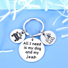 Load image into Gallery viewer, Jep Dog Lover Keychain Gifts for Jep Dog Owner Mom Dad Girl Boy Enthusiasts All I Need Is My Jep And My Dog Key Ring Funny Truck Driver Gifts for Men Holiday Birthday Gift for Family Husband Father