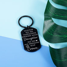 Load image into Gallery viewer, Daughter Birthday Keychain from Mom Dad Graduation Keepsake for Teenage Teens Girls Adult Step Daughter Inspirational Daughter in Law Wedding Memento to Daughter Sweet 16 18 21 Souvenir