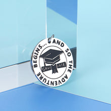 Load image into Gallery viewer, 2021 Graduation Keychain Gift for graduates from College Media High School The Adventure Begins Inspirational Gift for Girlfriend Boyfriend Granddaughter Grandson from Dad Mom Lover Him Her