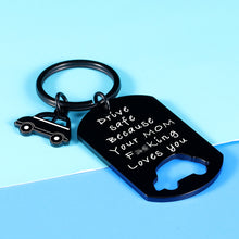 Load image into Gallery viewer, Funny New Driver Gifts Keychain for Son Daughter from Mom Dad Christmas Valentines Gift for Teens Adult Boys Girls Trucker BFF 16th Birthday Gift Key ring for Him Her Drive Safe Your Mom Loves You