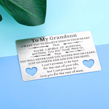 Load image into Gallery viewer, To My Grandson Gifts From Grandma Grandpa Engraved Wallet Insert Birthday Card for Grandson Inspirational Gift for Teen Boy 16 18 21 Graduation i Love You Grandson Gifts for Him Wedding Christmas