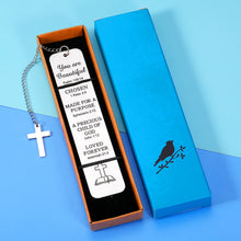 Load image into Gallery viewer, Religious Gifts for Women Men Baptism Gift for Boys Girls Christian Cross Bible Verse Bookmark for Godson Goddaughter Christmas Birthday Inspirational Graduation Gift for Him Her Kid Book Lover