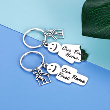 Load image into Gallery viewer, Our First Home Couple Keychain Gifts 2 Pcs for New Home Owners Couple Women Men Best Friend Realtor Closing Gifts Real Estate Gifts New Home Apartment Housewarming Gifts from Agent for Clients Buyers