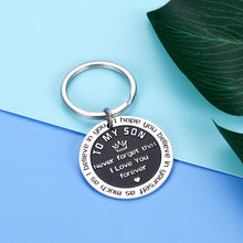 Load image into Gallery viewer, To My Son Inspirational Gifts I Love You Keychain From Step Mother Mom Dad Sweet 16th 18th 21st Birthday Graduation Christmas Back To School Gift For Boys Kids Teen Adult Men Foster Son Him Keyring