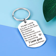 Load image into Gallery viewer, Valentines Gifts for Him Her To My Love Keychain Gifts for Boyfriend Girlfriend Husband Wife Christmas Birthday Wedding Anniversary Engagement Gift for Fiance Fiancee Groom Bride Couple Women Men