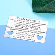 Load image into Gallery viewer, To My Grandson Gifts From Grandma Grandpa Engraved Wallet Insert Birthday Card for Grandson Inspirational Gift for Teen Boy 16 18 21 Graduation i Love You Grandson Gifts for Him Wedding Christmas
