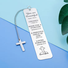 Load image into Gallery viewer, Religious Gifts for Women Men Baptism Gift for Boys Girls Christian Cross Bible Verse Bookmark for Godson Goddaughter Christmas Birthday Inspirational Graduation Gift for Him Her Kid Book Lover