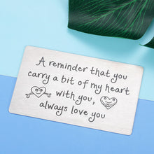 Load image into Gallery viewer, Wedding Anniversary Gif for Husband Boyfriend Engraved Wallet Insert Love Cards for Him From Wife Girlfriend Men Gif for Birthday Valentines Day Gif for Lovers Christmas Gif for Bff Son Daughter