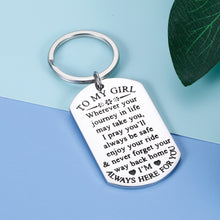 Load image into Gallery viewer, To My Little Girl Inspirational Gifts Keychain For Daughter From Mom Dad Sweet 16th 18th 21st Birthday Graduation Wedding Christmas Mothers Day Gift For Step Teen Adult Daughter Girls Kids Keyring