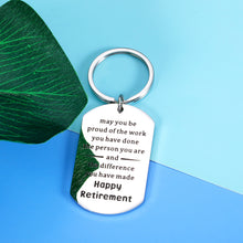 Load image into Gallery viewer, Happy Retirement Gifts for Women Men 2022 Retirement Keychain Thank You Appreciation Present for Retired Boss Coworker Leader Friends Going Away Leaving Gift for Her Him Retiring Nurse Teacher