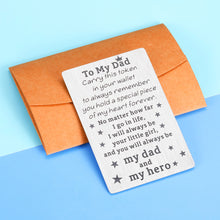 Load image into Gallery viewer, Engraved Wallet Card Insert Gifts for Dad From Son Daughter Father's Day Presents To Daddy Birthday Wedding Christmas Gifts Stepfather Papa Daddy To Be Gift Ideas for Men Him From Children