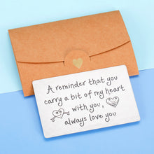 Load image into Gallery viewer, Wedding Anniversary Gif for Husband Boyfriend Engraved Wallet Insert Love Cards for Him From Wife Girlfriend Men Gif for Birthday Valentines Day Gif for Lovers Christmas Gif for Bff Son Daughter