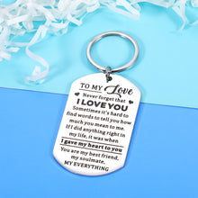 Load image into Gallery viewer, To My Love Keychain Valentines Gifts for Boyfriend Girfriend Fiance Christmas Birthday Gift for Husband Wife Anniversary Wedding Engagement Gift for Women Men I Love You Key Ring for Couple Soulmate