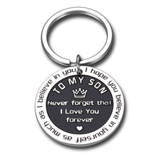 Load image into Gallery viewer, To My Son Inspirational Gifts I Love You Keychain From Step Mother Mom Dad Sweet 16th 18th 21st Birthday Graduation Christmas Back To School Gift For Boys Kids Teen Adult Men Foster Son Him Keyring