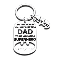 Load image into Gallery viewer, Father Husband Keychain for Dad Father’s Day Superhero Batman Gift From Daughter Son For Step Dad Birthday Christmas Stocking Stuffers Valentine’s Day Gifts To My Father Key Chain Gift Daddy Men Him
