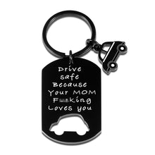 Load image into Gallery viewer, Funny New Driver Gifts Keychain for Son Daughter from Mom Dad Christmas Valentines Gift for Teens Adult Boys Girls Trucker BFF 16th Birthday Gift Key ring for Him Her Drive Safe Your Mom Loves You