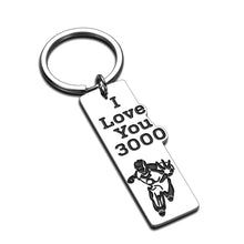 Load image into Gallery viewer, I Love You 3000 Keychain Gifts for Dad Mom Wife Husband Iron Man Marvel Avenger Fans Gifts for Son Daughter Boyfriend Girlfriend Birthday Christmas Superhero Role Model Gifts for Women Men Him Her