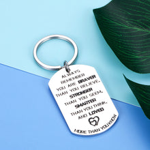 Load image into Gallery viewer, Inspirational Keychain For Daughter Son From Mom Dad You're Braver Than You Believe Graduation Christmas Anniversary Sweet Birthday Gifts For Teen Girls Women Men Family Best Friend Key Chain