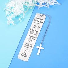Load image into Gallery viewer, Religious Gifts for Women Men Baptism Gift for Boys Girls Christian Cross Bible Verse Bookmark for Godson Goddaughter Christmas Birthday Inspirational Graduation Gift for Him Her Kid Book Lover