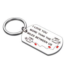 Load image into Gallery viewer, Aeolussoms I Love You More Than The Miles Between Us Long Distance Relationship Keychain Going Away Gift Travel Birthday Christmas Gift, Silver, Small
