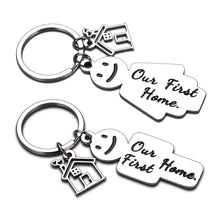 Load image into Gallery viewer, Our First Home Couple Keychain Gifts 2 Pcs for New Home Owners Couple Women Men Best Friend Realtor Closing Gifts Real Estate Gifts New Home Apartment Housewarming Gifts from Agent for Clients Buyers