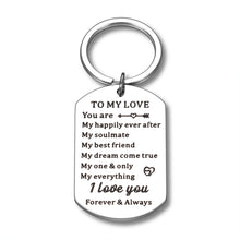 Load image into Gallery viewer, Valentines Gifts for Him Her To My Love Keychain Gifts for Boyfriend Girlfriend Husband Wife Christmas Birthday Wedding Anniversary Engagement Gift for Fiance Fiancee Groom Bride Couple Women Men