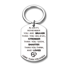 Load image into Gallery viewer, Inspirational Keychain For Daughter Son From Mom Dad You're Braver Than You Believe Graduation Christmas Anniversary Sweet Birthday Gifts For Teen Girls Women Men Family Best Friend Key Chain