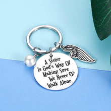 Load image into Gallery viewer, Sister Gifts Keychain From Sister Brother Friend A Sister is God's Way of Making Sure We Never Walk Alone Keyring gift for Women BFF Birthday Christmas Wedding Gift for Female Teen Girl Sister in Law