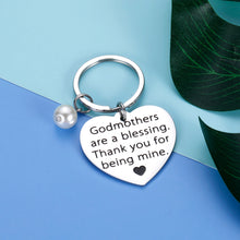 Load image into Gallery viewer, Godmother Christmas Birthday Keychain Gifts for Grandmom Thank You Gift for Women Christening Baptism Religious Gift for Godmom Appreciation Gift From Godson Goddaughter Godchild Best Godmother gift